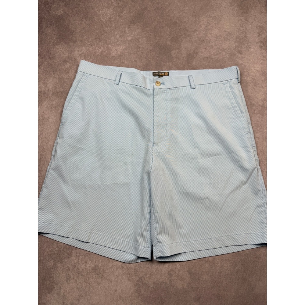Peter Millar Wicking Performance Golf Shorts Mens‎ 38 Blue Stripe Classic Preppy